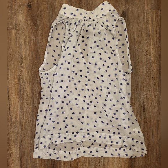 Anthropologie Cloth & Stone Halter Top Size Medium White & Blue - Picture 2 of 7